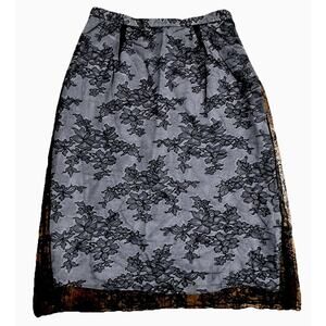 Rare Luca Luca by Luca Orlandi Lace Overlay Silk Skirt – Italy Sz 42, US 6